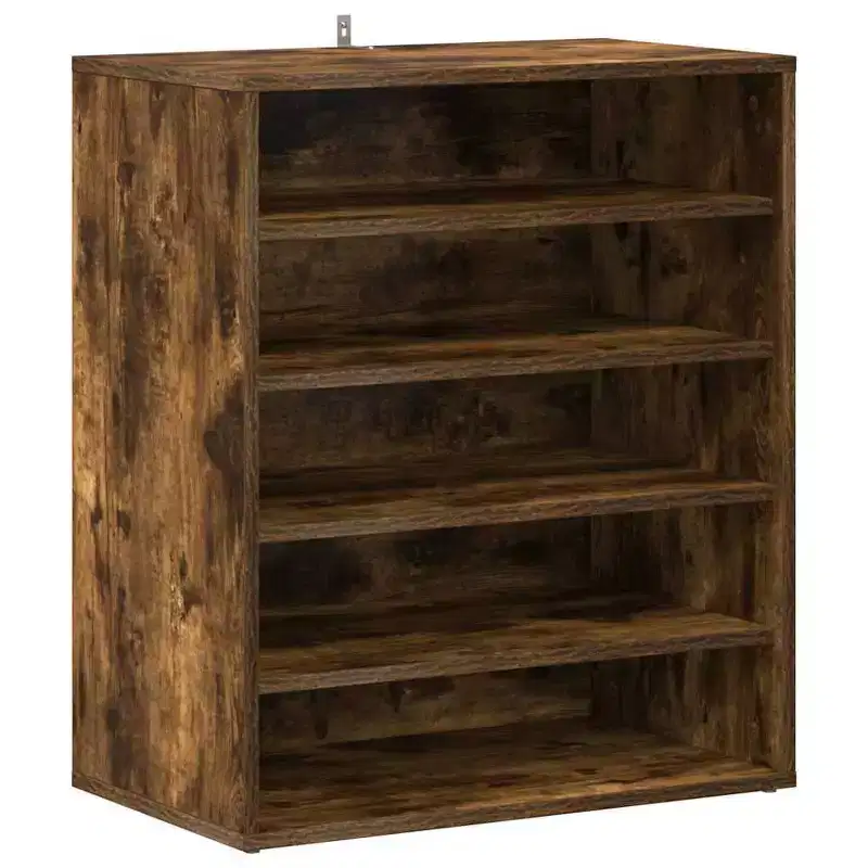 Smoked Oak Shoe Cabinet, Brown, Freestanding, 1-Door, Holds 10 Pairs