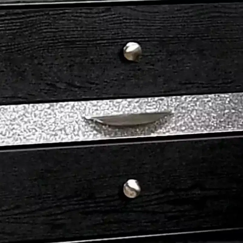 Nightstand with Silver Trim Accent & 1 Jewelry Drawer – Black