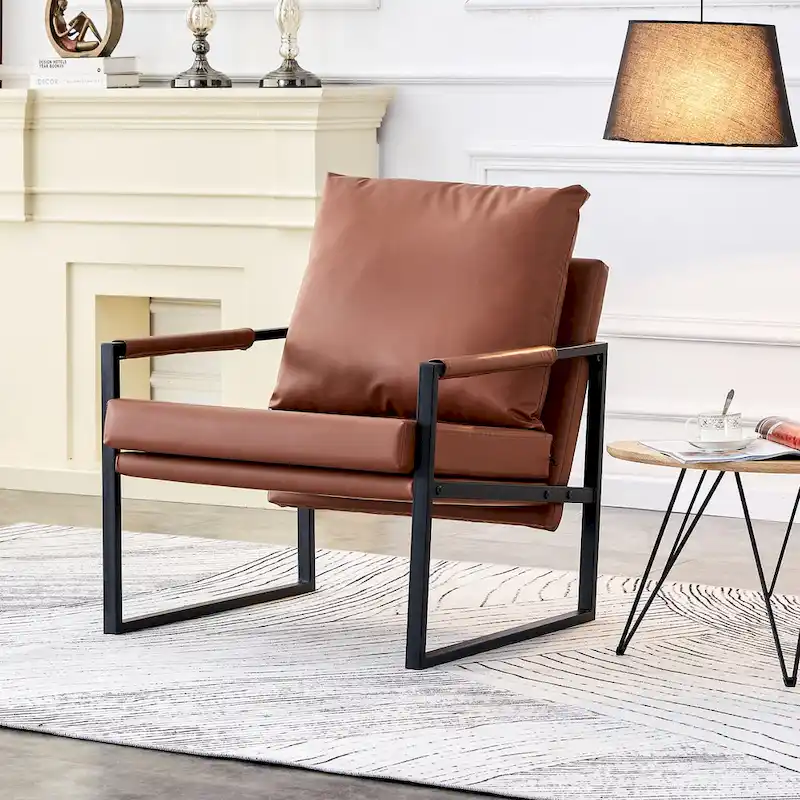 Ouyessir Set of 2 Modern Velvet Accent Chair Linen Sling ArmChair