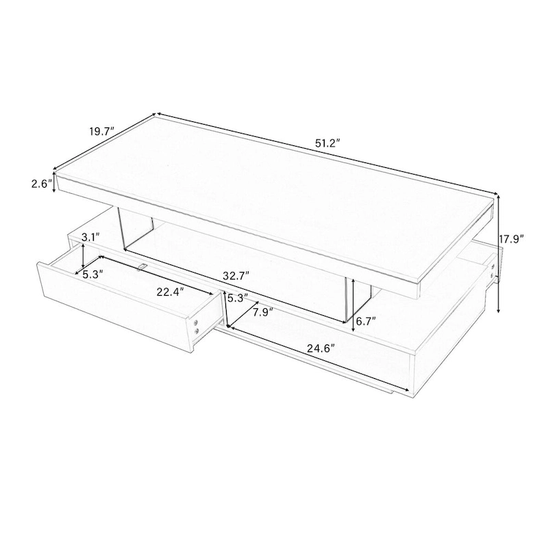 Coffee Table with 2 Drawers and Display Shelves