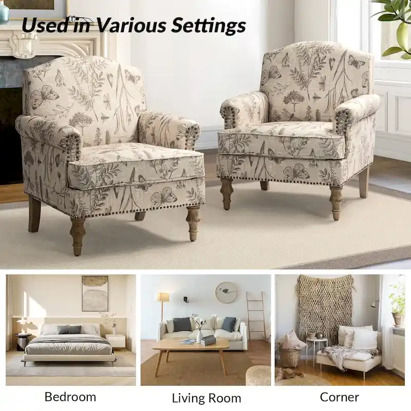 Yahweh Farmhouse Nailhead Armchair with Rolled Arms by HULALA HOME
