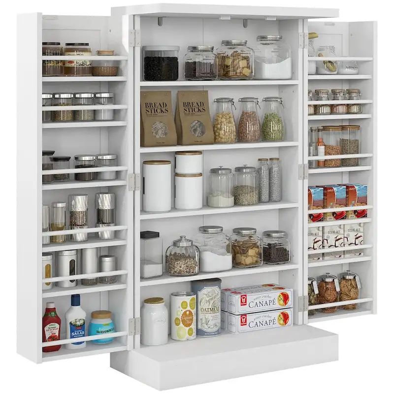5-Tier Storage Cabinet with Double Doors and 12 Side Shelves