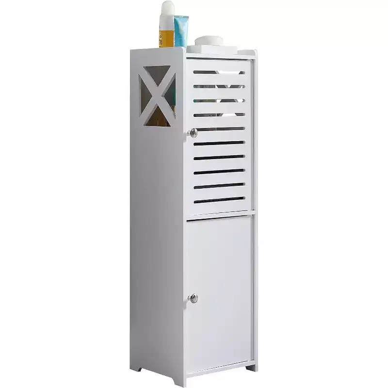 Kings Brand Furniture  Crane Free-Standing Bathroom Storage Cabinet Organizer Unit with 2 Doors, White