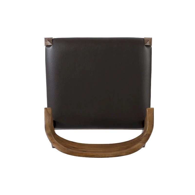 Mid-Century Dining Side Chair, Rubberwood, Faux Leather Padded Seat, Chestnut Wire-Brush Finish