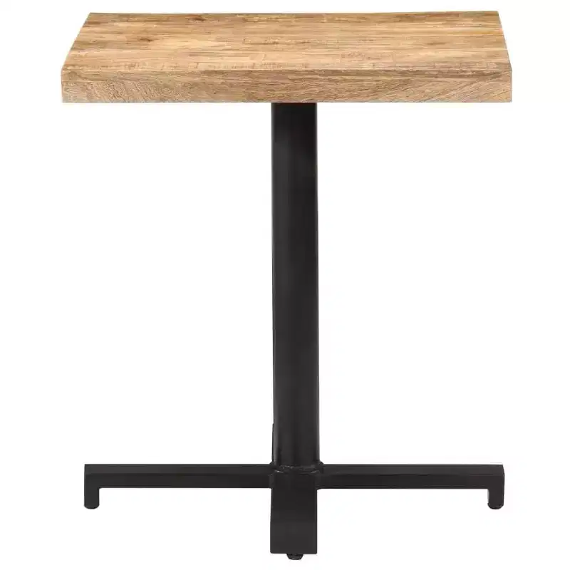 vidaXL Rough Mango Wood Bistro Table  Rustic-Style Square Table with Black Iron Base  for Indoor or Outdoor Use  Durable, Unique and Versatile