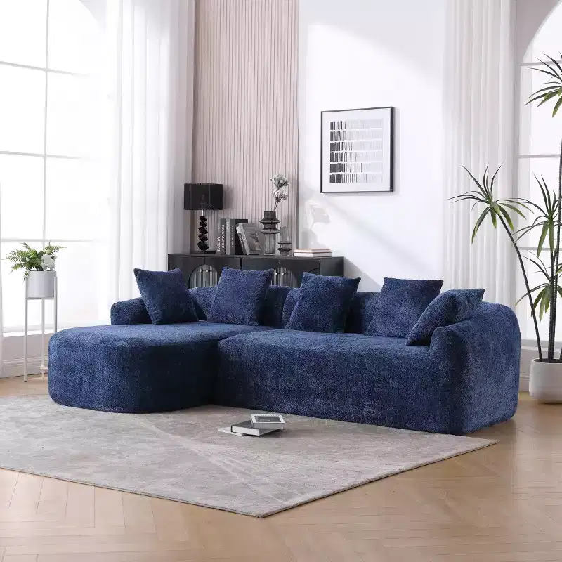 Comfy L Shaped Boucle Sofa with Chaise, Minimalist Oversized Upholstered Couch Sleeper Sectional Sofa 3 Seater Deep Seat Left Hand Facing