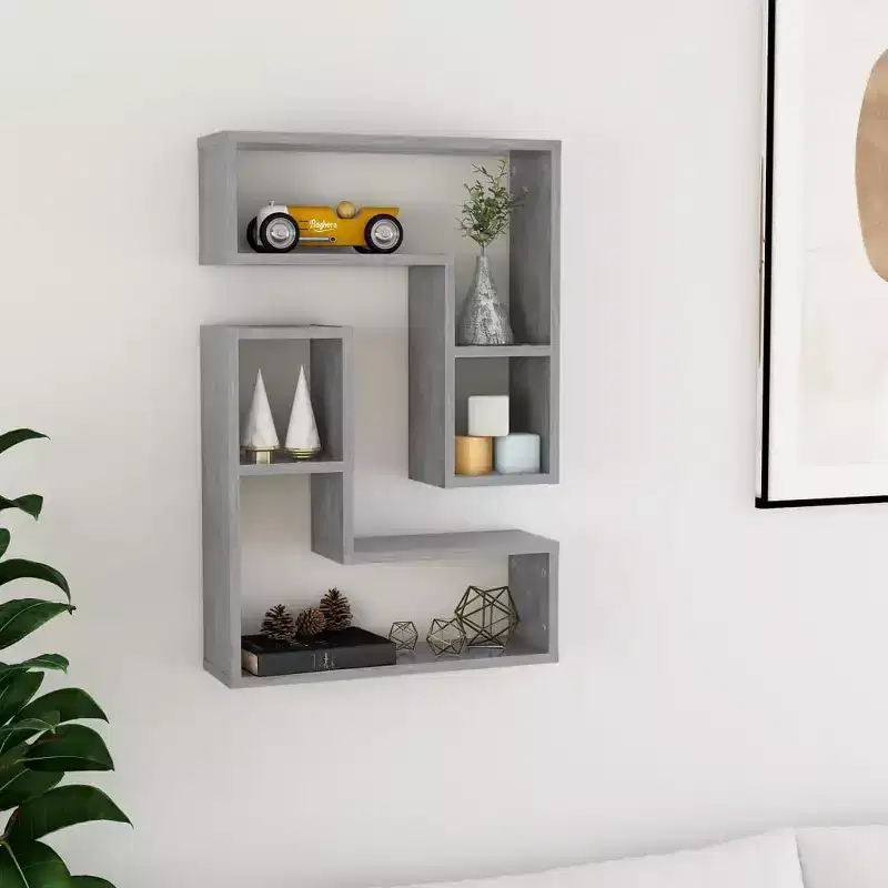 XL Wall Shelf Set of 2 Concrete gray Engineered wood