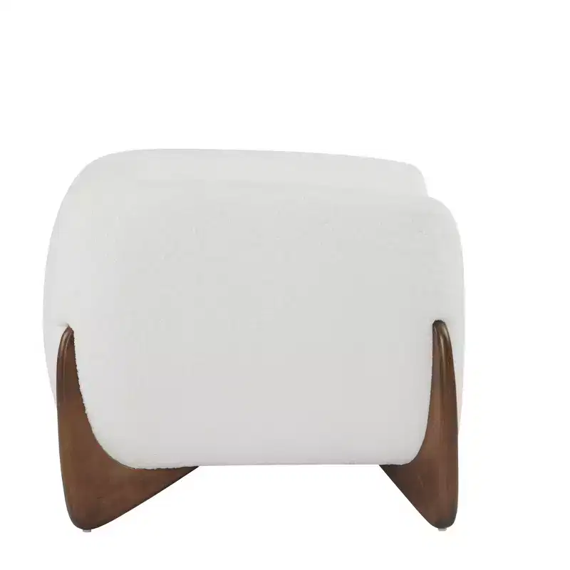 Birch Wood Boucle Upholstered Club Chair