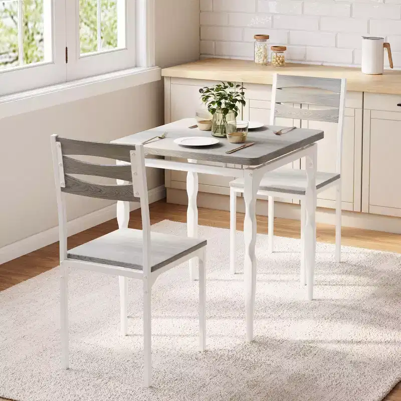 Dining Table for 2 - Dining Table and Chairs with Spiral Metal Legs, Space-Saving Design for Small Kitchens, Apartments