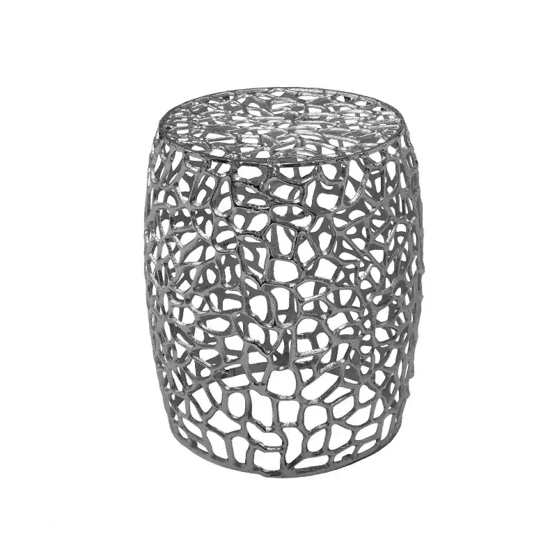Christopher Knight Home Miles Modern Aluminum Drum Shape End Table Silver Nickel