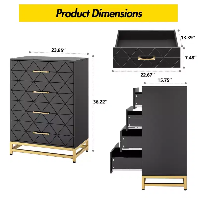 3-Drawer Wooden Dresser Space-Saving Classic Chest with Anti-Tip Safety, Clothes Storage, Versatile Nightstand & Organizer for Home & Dorm