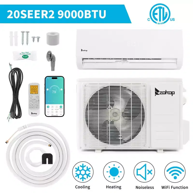 Karl Home 20 SEER2 9,000 BTU 0.75 Ton Ductless Mini Split Air Conditioner with Heat Pump 115V
