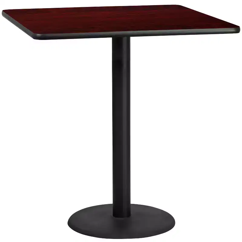 Flash Furniture 42'' Square Laminate Table Top with 24'' Round Bar Height Table Base