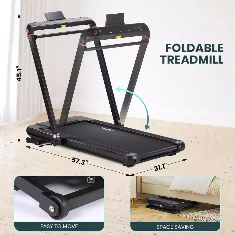 2-in-1 Under Desk Treadmill with Auto Incline, Walking Pad & Jogging Machine, Remote Control, LED Display, Portable Walking Treadmill for Home Use
