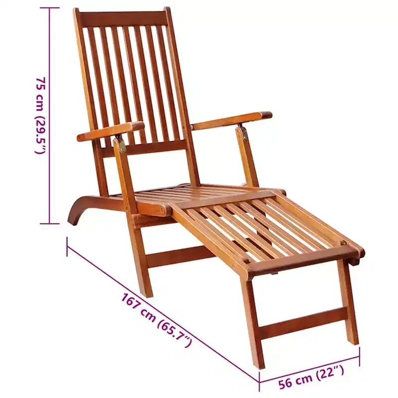 vidaXL Deck Chair Solid Acacia wood Standard Foldable Deck Chair