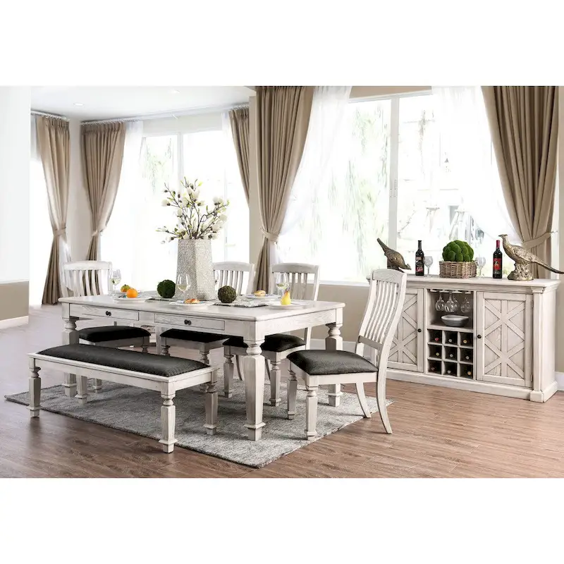 Furniture of America Hish Rustic White 57-inch Wood 5-shelf Buffet Server