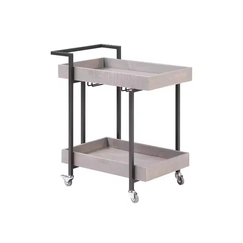 Ventner 2 Shelf Serving Cart Antique Gray - HOMES: Inside + Out: Rustic Wine & Drink Cart with Locking Wheels