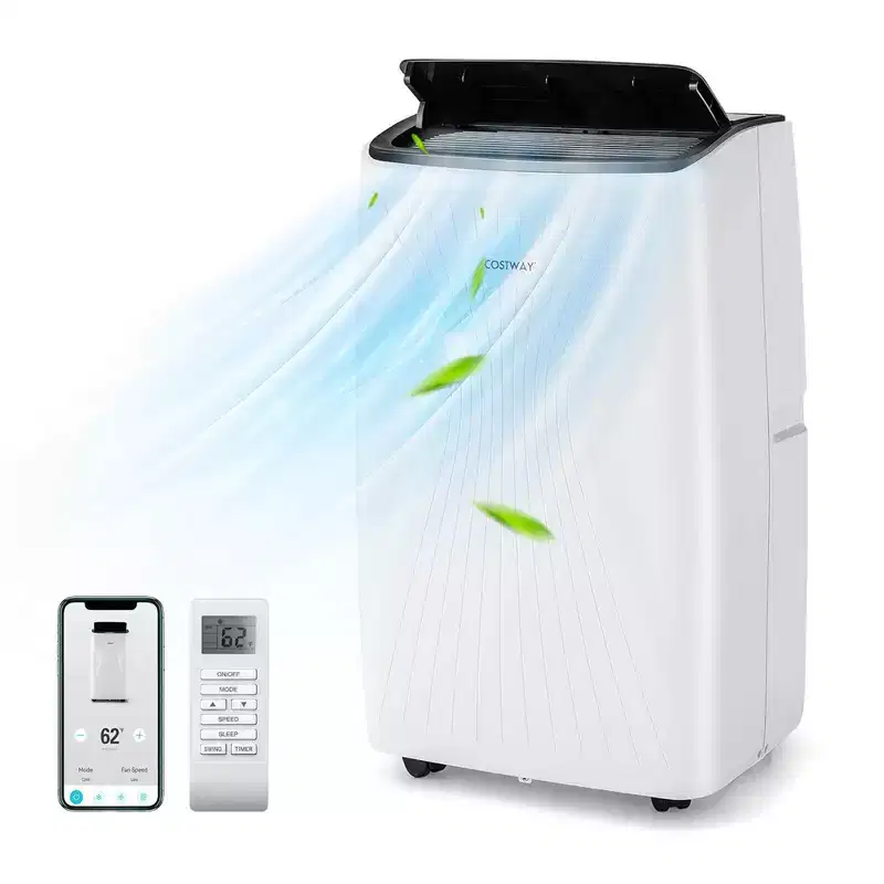 Costway 9200 BTU(14000 BTU ASHRAE) Portable Air Conditioner with Heat Smart WiFi Enabled Home AC Unit
