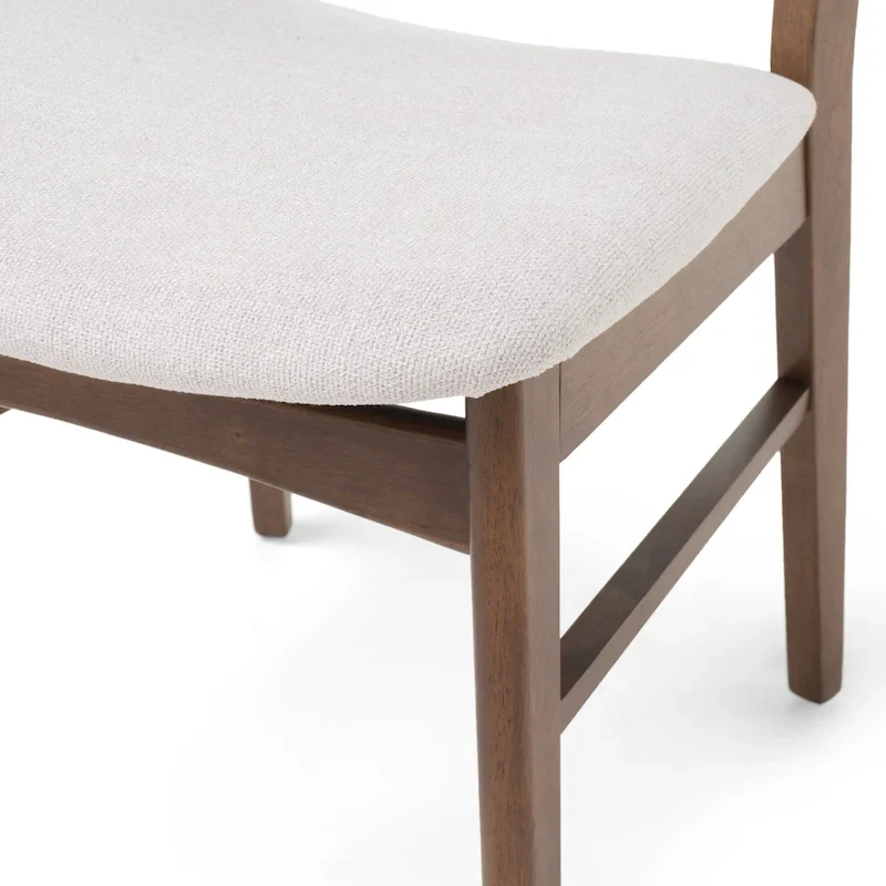 Mid-Century Modern Upholstered Rubberwood Dining Chair (Set of 2)