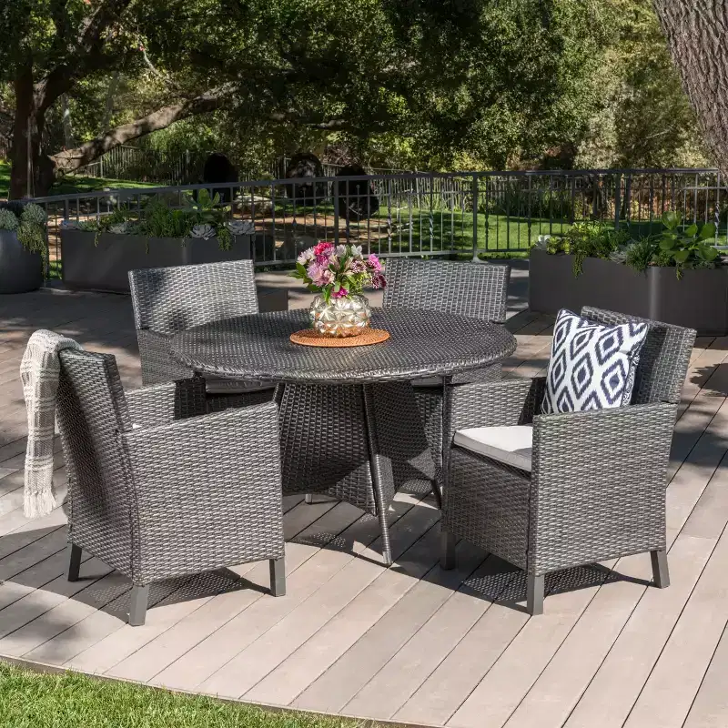 Christopher Knight Home Cypress Outdoor Wicker 5 Piece Dining Set with Cushion