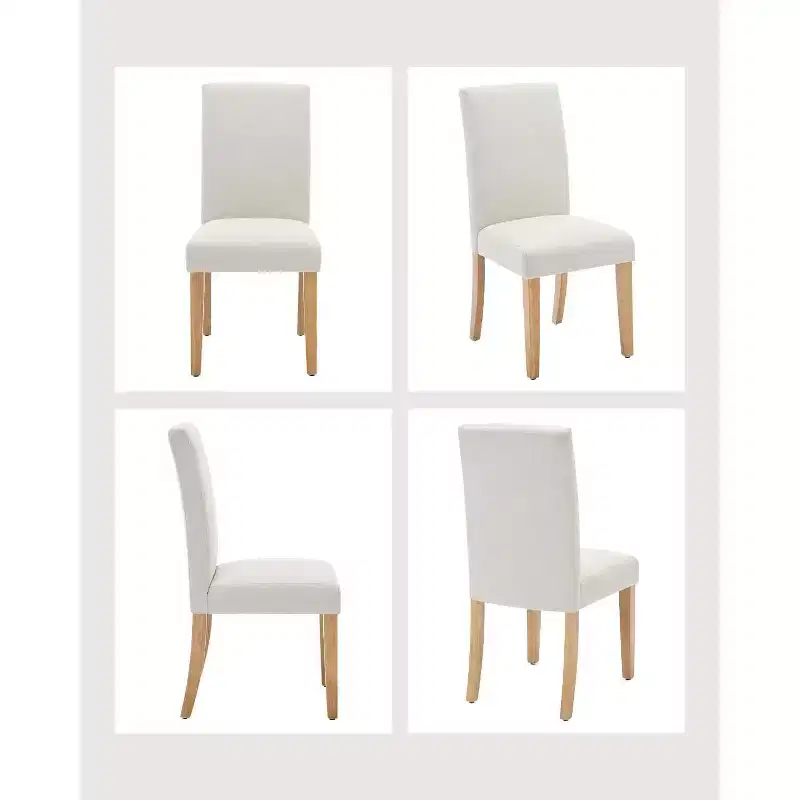 COZONY Upholstered Parsons Dining Chairs, Linen Fabric Wooden Legs Side Chair for Dining Room Kitchen Restaurant Living Room