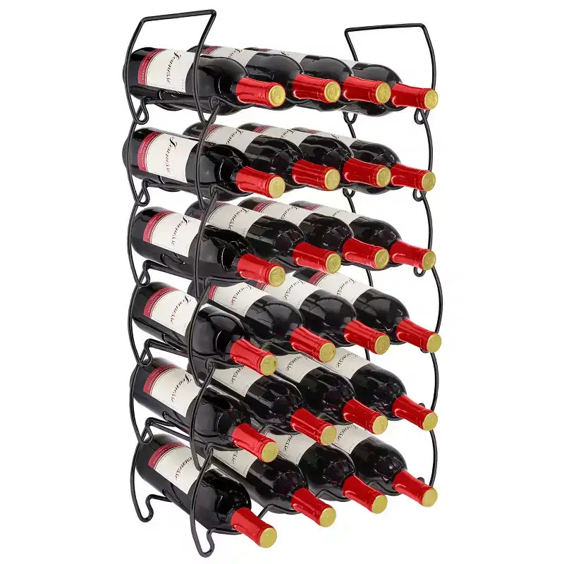 6-Tier Classic Style Stackable Wine Rack - Perfect for Bar, Wine Cellar, Basement, Cabinet, Pantry, etc - Hold 24 Bottles