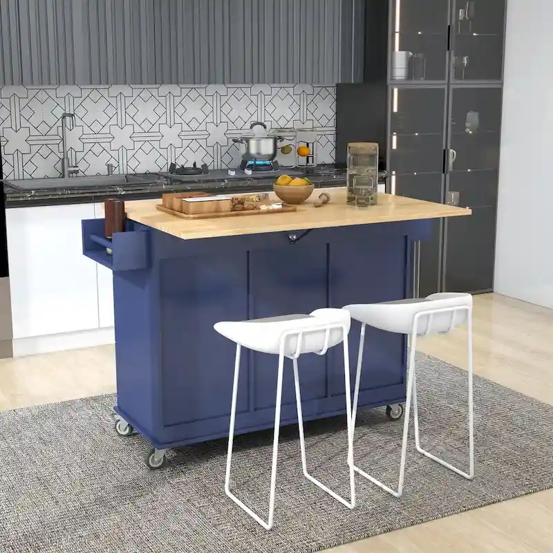 Multifunctional Kitchen Cart with Spice Rack and Adjustable Shelves
