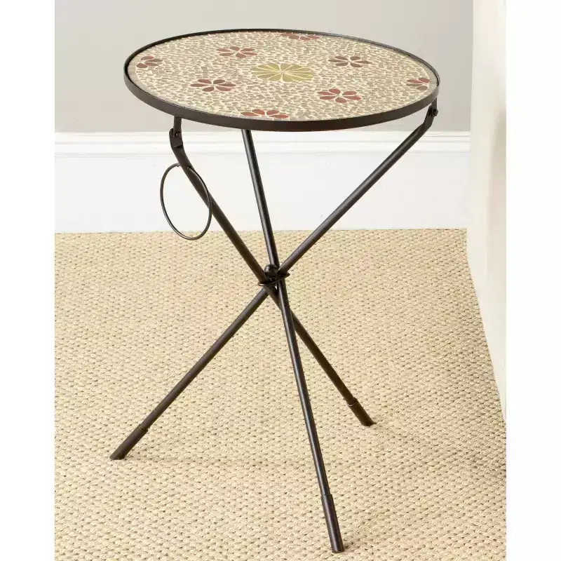 Round Iron Side Table | Gold & Black | Bohemian Style | 22.8