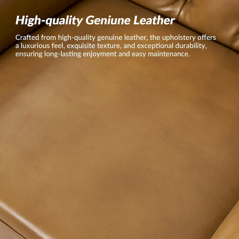 Burt Traditional Genuine Leather Accent Chair with Tufted Wing Back by HULALA HOME