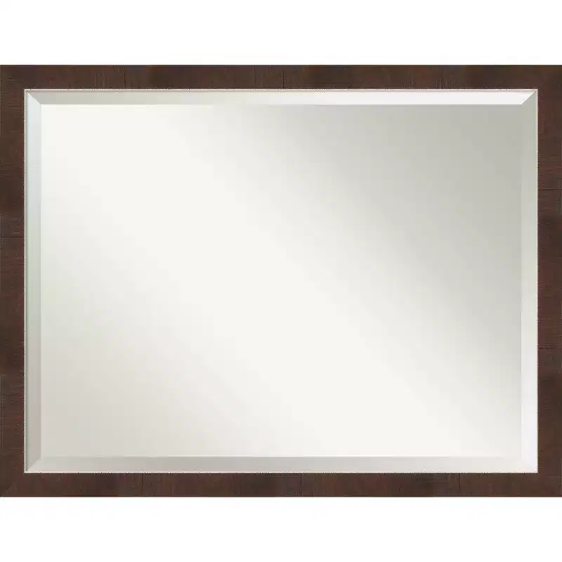 43" x 33" Wildwood Narrow Framed Wall Mirror Brown - Amanti Art: Modern Rectangle Beveled, Polystyrene Frame, No Assembly Required