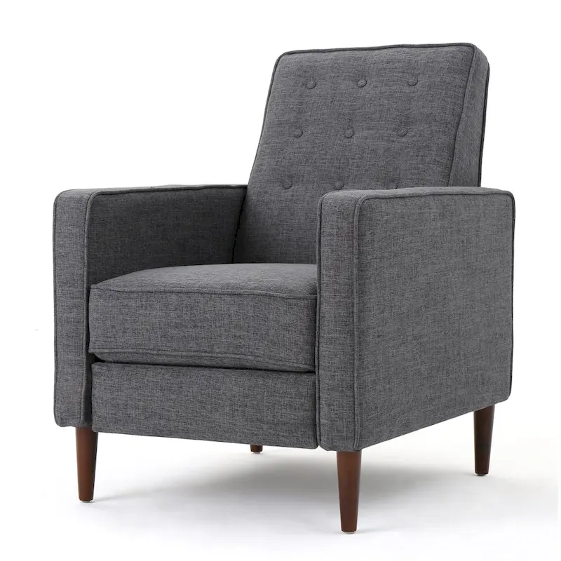 Mervynn Mid-Century Modern Button Tufted Fabric Recliner by Christopher Knight Home