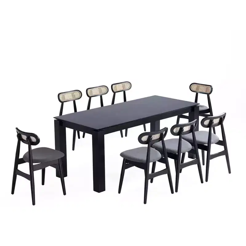 Manhattan Comfort 9pc 70.86 Rockaway and Colbert Rectangle Dining Set