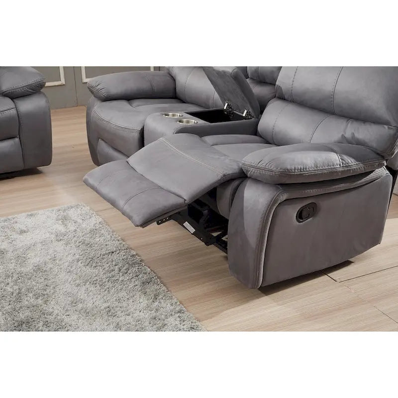 Microfiber Manual Rclining 2-seat Loveseat with Console 8007