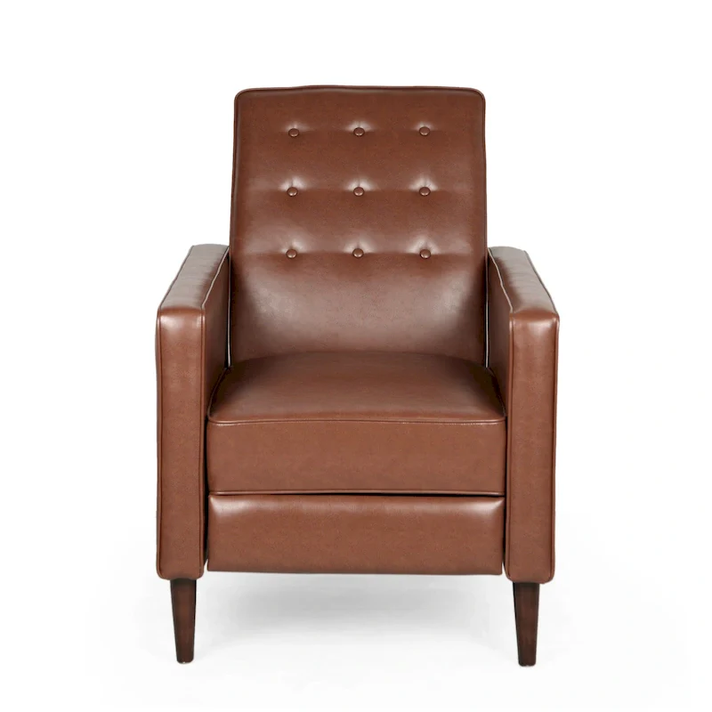 Mervynn Faux Leather Mid-Century Button Tufted Recliner