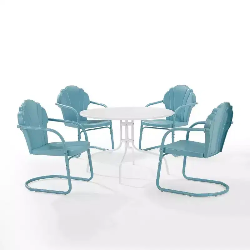 HomeStock Tulip 5Pc Outdoor Metal Dining Set with Dining Table & 4 Chairs