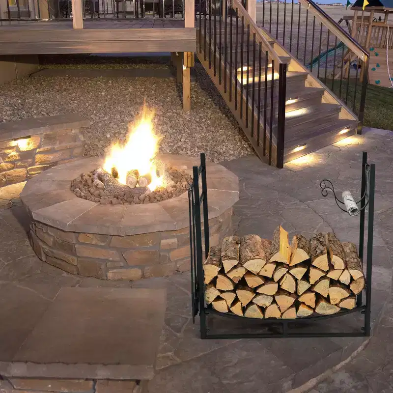 30'' Firewood Rack W/4 Tool Set Kindling Holders for Indoor & Outdoor