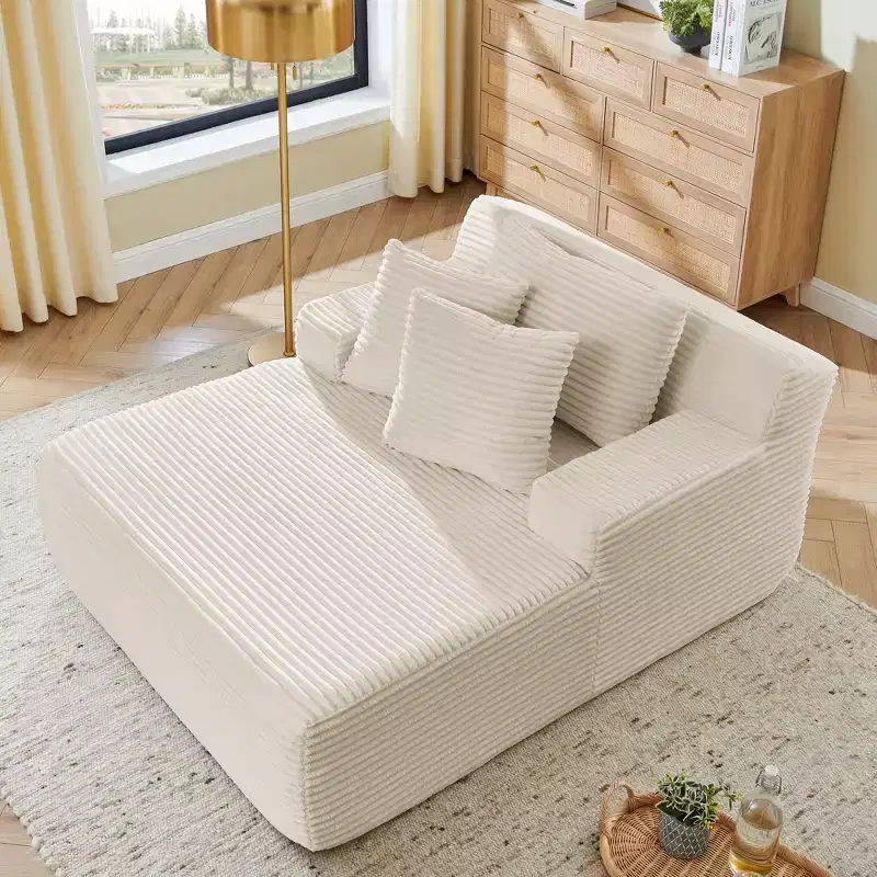 Lazy Single Sofa Upholstered Chaise Lounge Sleeper Sofa Leisure Lounge Chair, No Assembly Required - ModernLuxe