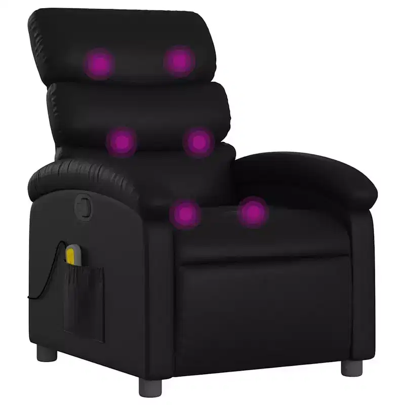 Massage Recliner Chair, Adjustable Backrest/Footrest - Black