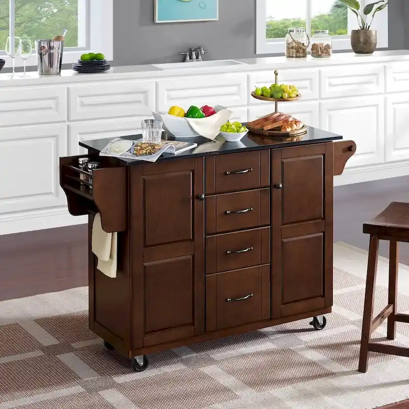 Portable Kitchen Island with Granite Top