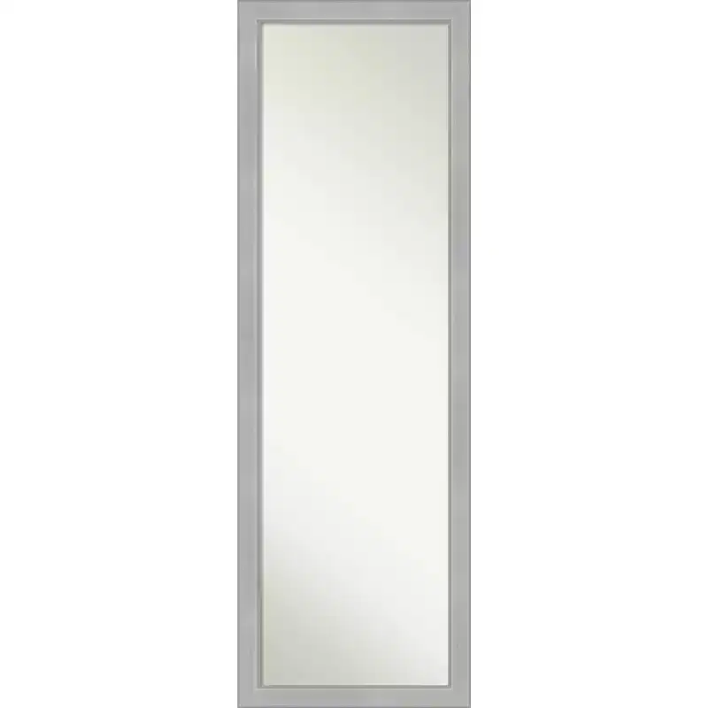 17" x 51" Vista Brushed Framed On the Door Mirror Nickel - Amanti Art: Polystyrene Frame, No Assembly Required
