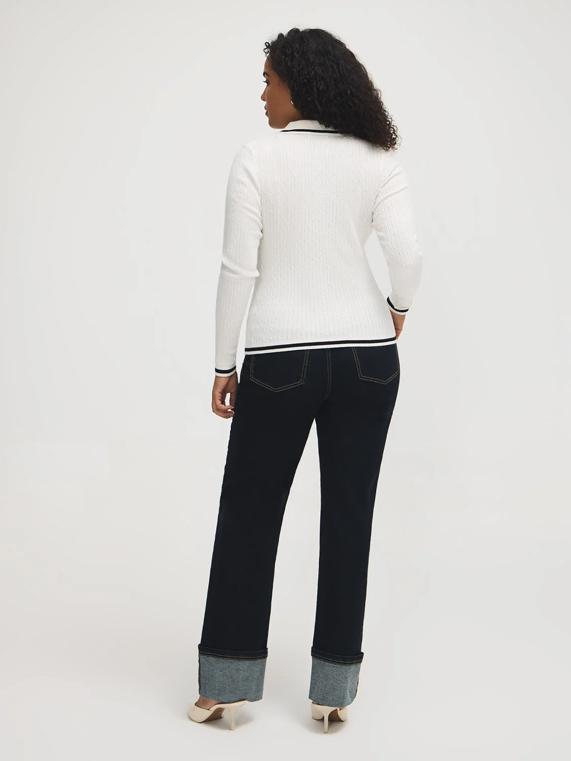 Johnny Collar Cable Knit Sweater