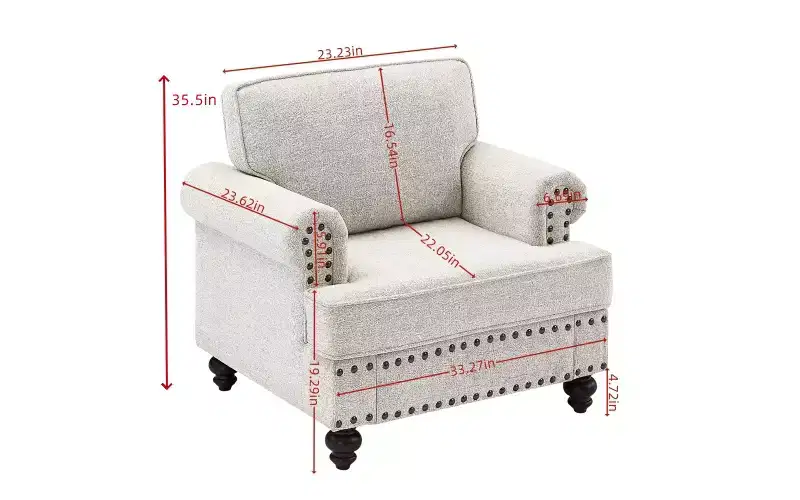 Upholstered 3 Seat/Loveseat/1 Seat Sofa Couches with Nailhead Accents, Scrolled Armrests, and Turned Legs-ModernLuxe