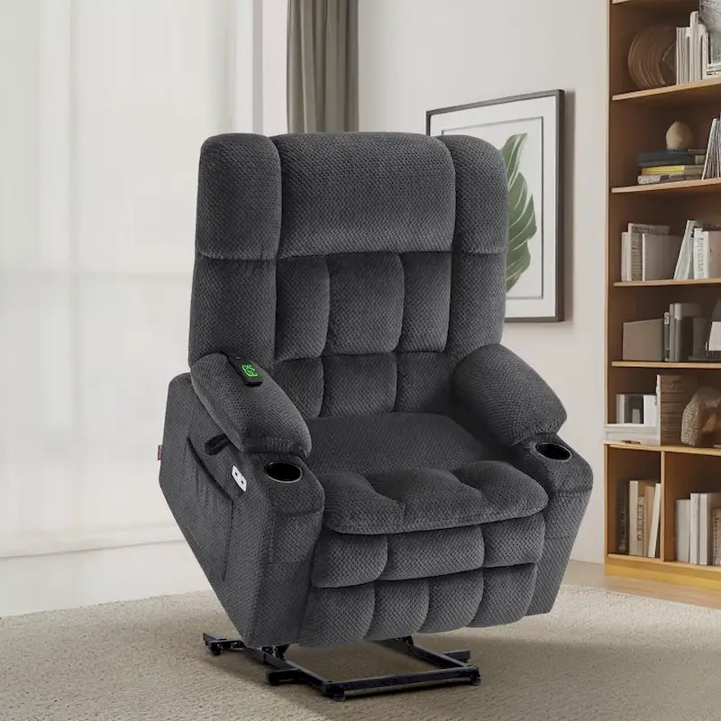 Dual Motor Power Lift Recliner Chair with Massage and Heat – Wide Seat