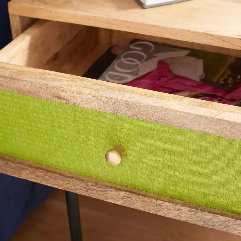 Bahiti 1 Drawer Nighstand - NST9008 - Natural/Black - Safavieh