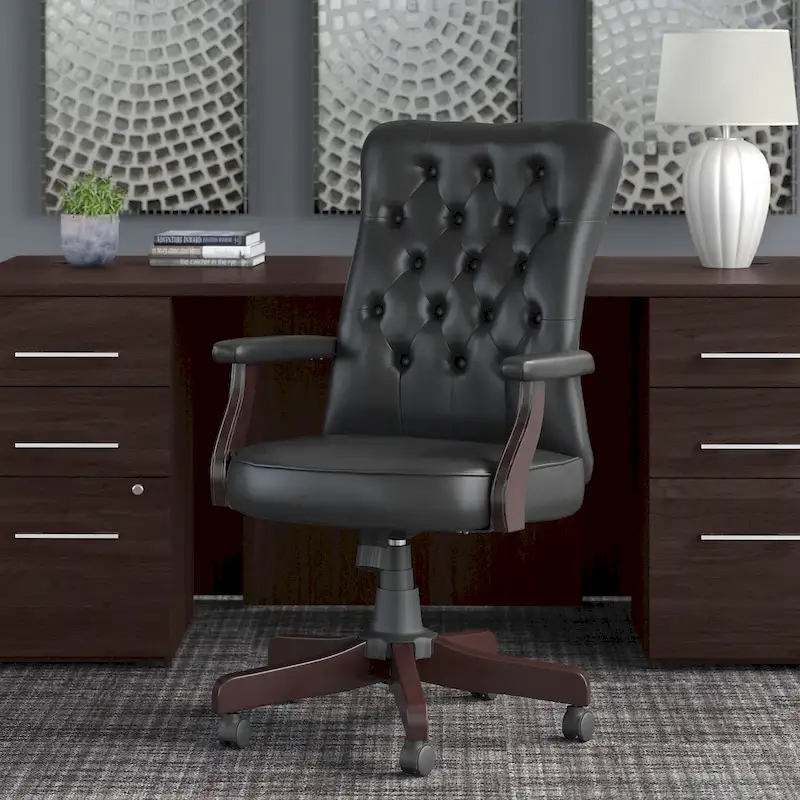 Key West High Back Tufted Office Chair with Arms by Bush Furniture