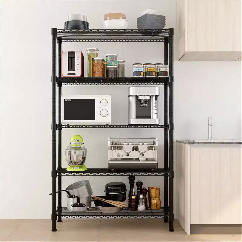 Chrome-Plated Steel 5-Tier Shelving Unit, 70.86