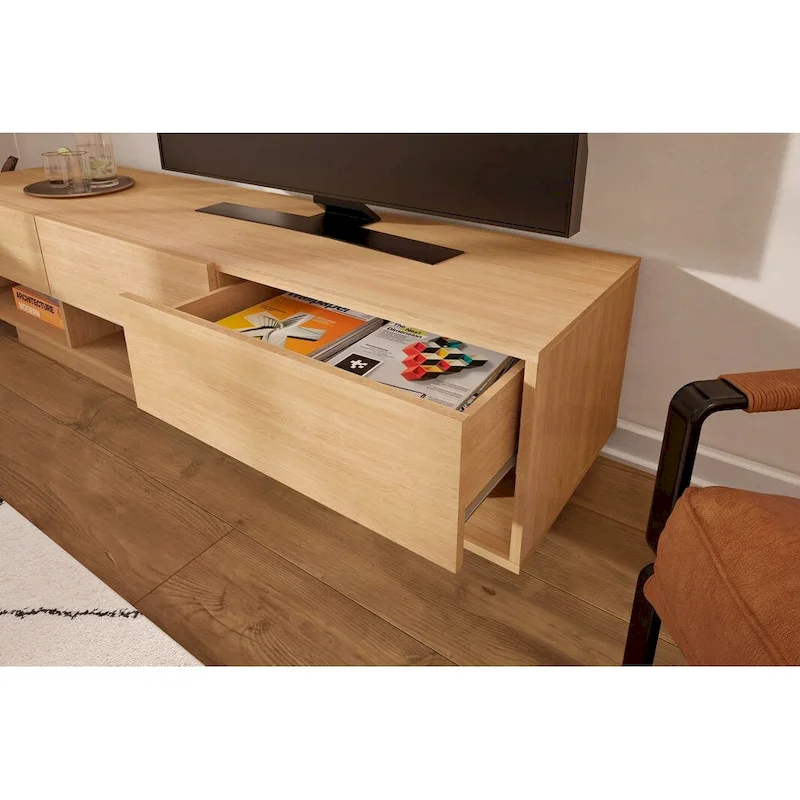 Nexera Stereo 72-inch 3-Drawer TV Stand, Black