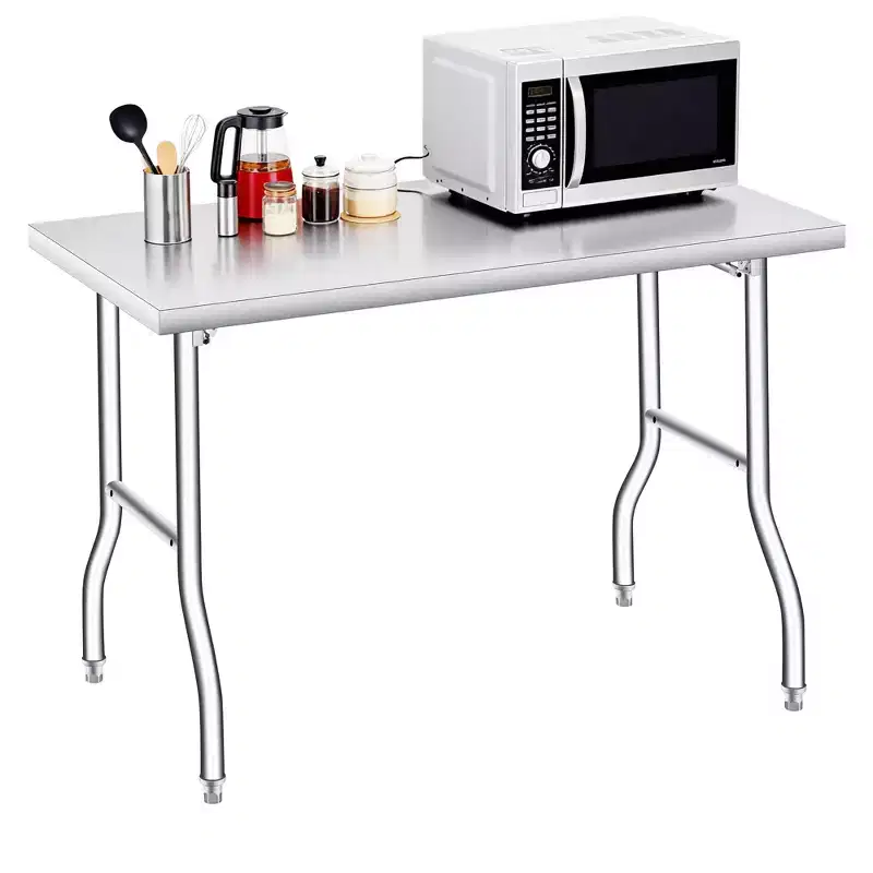 Acekool Folding Stainless Steel Table, Heavy Duty Portable Prep Table Workbench, No Assembly, for Kitchen, Laundry, Camping, Garage