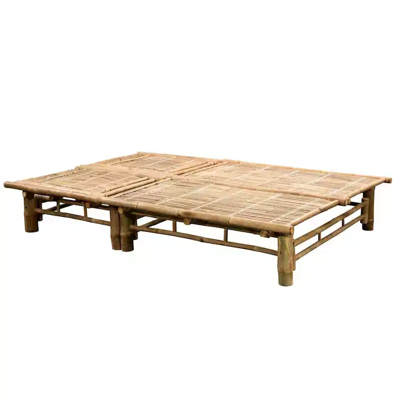 vidaXL Sun Lounger Natural bamboo, (cushions)