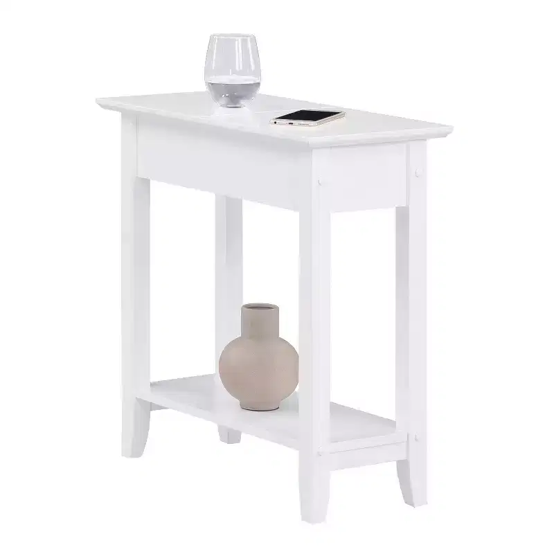 Flip Top End Table with Concealed Storage Compartment & Bottom Shelf